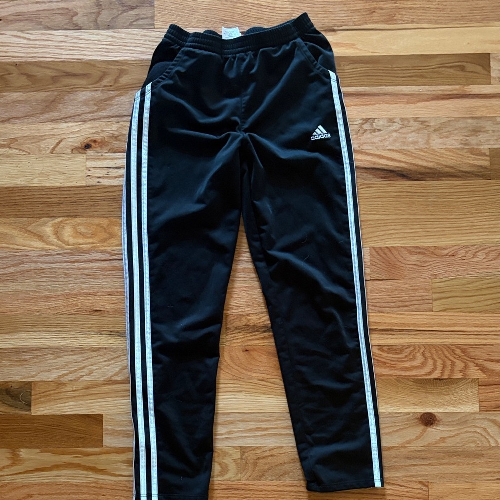 Kids - girls 10/12 medium adidas Black Joggers with White Side Stripes